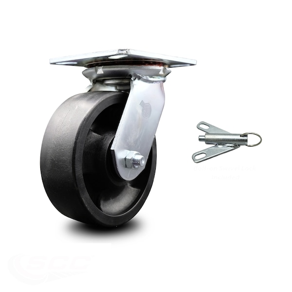 6 Inch Heavy Duty Glass Filled Nylon Caster with Ball Bearing and Swivel Lock
